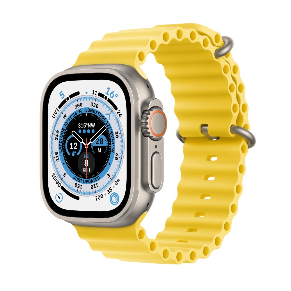 Apple Watch Series 8 Ultra Titanium Case 49mm With Apple Logo + Yellow Ocean Band Same Like original (Super High Quality)